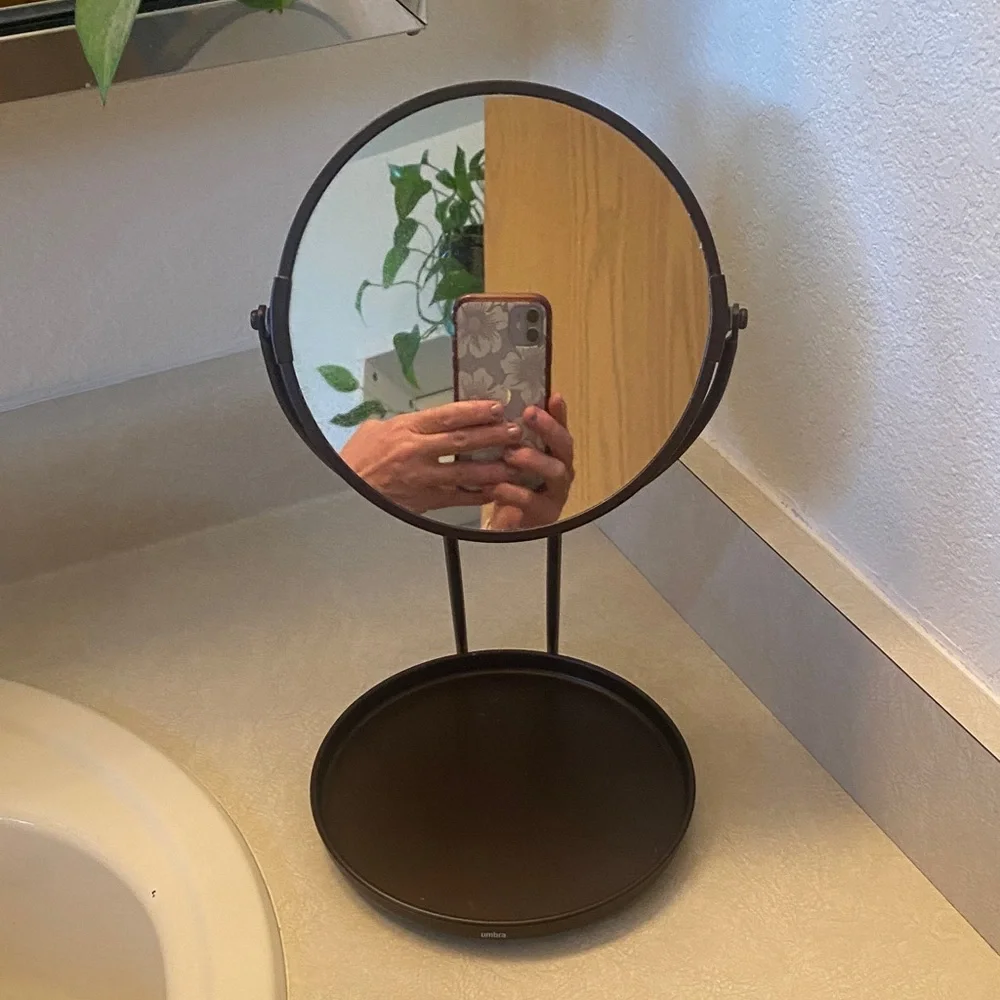 Umbra Bronze Vanity Mirror Magnifying Double Sided Metal